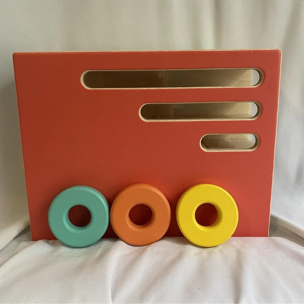 Lovevery Count and‎ Slide Ring Chute Wooden Montessori Toy with 3 Rings